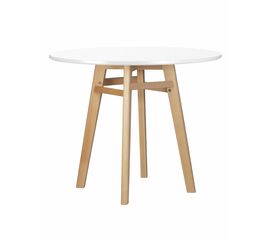 Стол обеденный DOBRIN ALBERT'90, белая столешница, основание светлый бук, Вариант: белая столешница, основание светлый бук | Интернет магазин мебели и декора LifeDekor