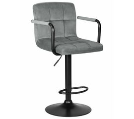 Стул барный DOBRIN KRUGER ARM BLACK, серый велюр (MJ9-75), Вариант: серый велюр (MJ9-75) | Интернет магазин мебели и декора LifeDekor