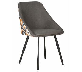 Стул обеденный DOBRIN MARKUS, ЭМАЛЬ ЧЕРНЫЙ МУАР ткань Candy Graphite+Escada Ochre | Интернет магазин мебели и декора LifeDekor