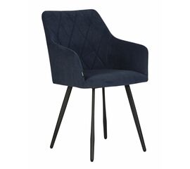Стул обеденный DOBRIN ROBY, ЭМАЛЬ ЧЕРНЫЙ МУАР велюр Catania Dark Blue | Интернет магазин мебели и декора LifeDekor