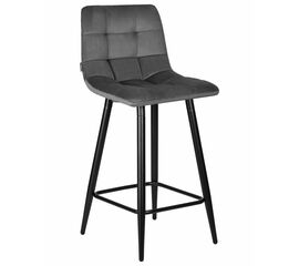 Стул полубарный DOBRIN OLIVIA, черные матовые ножки, темно-серый велюр (108-91), Вариант: черные матовые ножки, темно-серый велюр (108-91) | Интернет магазин мебели и декора LifeDekor