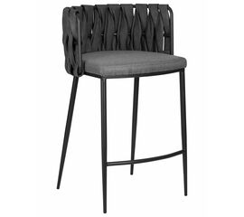 Стул полубарный DOBRIN AMELIA COUNTER, серая ткань (F-48), темно-серый винтажный PU (MF-12), Вариант: серая ткань (F-48), темно-серый винтажный PU (MF-12) | Интернет магазин мебели и декора LifeDekor