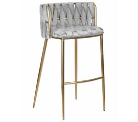 Стул барный DOBRIN EMMA GOLD, светло-серый велюр (135-37), Вариант: светло-серый велюр (135-37) | Интернет магазин мебели и декора LifeDekor