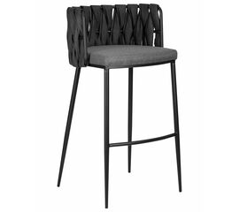 Стул барный DOBRIN AMELIA, серая ткань (F-48), темно-серый винтажный PU (MF-12), Вариант: серая ткань (F-48), темно-серый винтажный PU (MF-12) | Интернет магазин мебели и декора LifeDekor