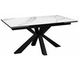Стол DikLine SFE140 Керамика Белый мрамор/подстолье черное/опоры черные (2 уп.) | Интернет магазин мебели и декора LifeDekor