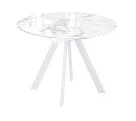 Стол DikLine SFC100 d1000 стекло Оптивайт Белый мрамор/подстолье белое | Интернет магазин мебели и декора LifeDekor