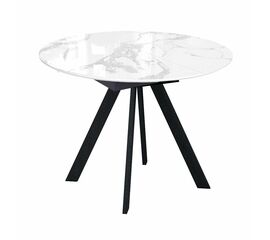 Стол DikLine SFC100 d1000 стекло Оптивайт Белый мрамор/подстолье черное | Интернет магазин мебели и декора LifeDekor