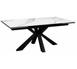 Стол DikLine SFE160 Керамика Белый мрамор/подстолье черное/опоры черные (2 уп.) | Интернет магазин мебели и декора LifeDekor