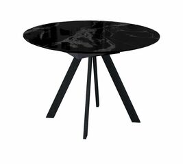 Стол DikLine SFC110 d1100 стекло Оптивайт Черный мрамор/подстолье черное/опоры черные | Интернет магазин мебели и декора LifeDekor