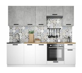 Кухонный гарнитур «Ника» Нео 2,4м с вытяжкой, Ателье светлый/Белый | Интернет магазин мебели и декора LifeDekor