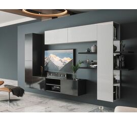 Стенка «Альда», белый/черный/белый глянец | Интернет магазин мебели и декора LifeDekor