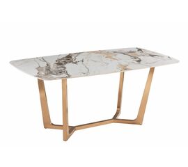 Стол обеденный Ланс Мат DT-2852L,180х90х75 см, белый мрамор/матовое золото | Интернет магазин мебели и декора LifeDekor