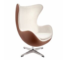 Кресло EGG STYLE CHAIR коричневый, белый, экокожа | Интернет магазин мебели и декора LifeDekor