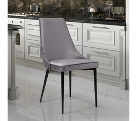 Стул Oliver, бархат светло-серый 26/ чёрный конус | Интернет магазин мебели и декора LifeDekor