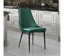 Стул Oliver, бархат зелёный 19/ чёрный конус | Интернет магазин мебели и декора LifeDekor