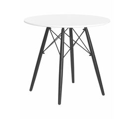 Стол обеденный DOBRIN CHELSEA`80 BLACK, столешница белая, основание черное, Вариант: столешница белая, основание черное | Интернет магазин мебели и декора LifeDekor