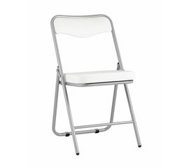 Складной стул Джонни экокожа белый каркас металлик | Интернет магазин мебели и декора LifeDekor