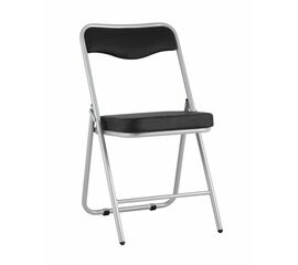 Складной стул Джонни экокожа черный каркас металлик | Интернет магазин мебели и декора LifeDekor