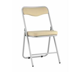 Складной стул Джонни экокожа кремовый каркас металлик | Интернет магазин мебели и декора LifeDekor