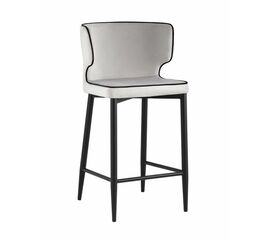 Стул полубарный Матео с кантом велюр светло-серый | Интернет магазин мебели и декора LifeDekor