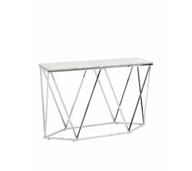 Консоль Авалон 122*41 серый мрамор сталь серебро | Интернет магазин мебели и декора LifeDekor