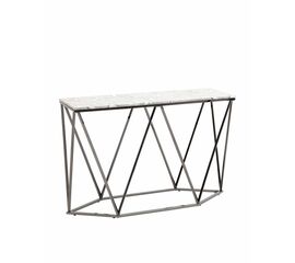 Консоль Авалон 122*41 серый мрамор сталь темный хром | Интернет магазин мебели и декора LifeDekor