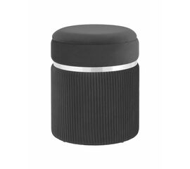 Пуф Миранда с ящиком серебро велюр черный | Интернет магазин мебели и декора LifeDekor