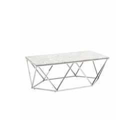 Журнальный столик Авалон 122*66 серый мрамор сталь серебро | Интернет магазин мебели и декора LifeDekor