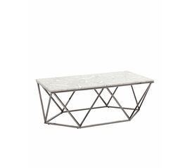 Журнальный столик Авалон 122*66 серый мрамор сталь темный хром | Интернет магазин мебели и декора LifeDekor