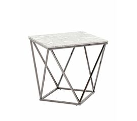 Журнальный столик Авалон 61*61 серый мрамор сталь темный хром | Интернет магазин мебели и декора LifeDekor