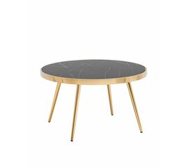 Журнальный столик Гелиос 80*80 стекло черный мрамор сталь золото | Интернет магазин мебели и декора LifeDekor