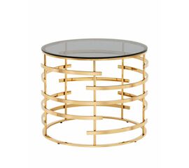 Журнальный столик Инфлюэнс 60*60 стекло smoke сталь золото | Интернет магазин мебели и декора LifeDekor