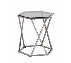 Журнальный столик Круз 48*42 стекло smoke сталь темный хром | Интернет магазин мебели и декора LifeDekor