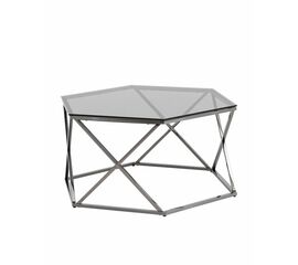 Журнальный столик Круз 93*80 стекло smoke сталь темный хром | Интернет магазин мебели и декора LifeDekor
