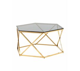 Журнальный столик Круз 93*80 стекло smoke сталь золото | Интернет магазин мебели и декора LifeDekor