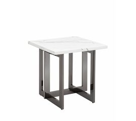 Журнальный столик Нэйтан 61*61 белый мрамор сталь темный хром | Интернет магазин мебели и декора LifeDekor