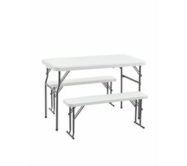 Комплект стола и двух скамеек Кейт белый | Интернет магазин мебели и декора LifeDekor