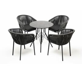 "Конте" обеденная группа на 4 персоны, круглый стол, цвет "серый гранит" | Интернет магазин мебели и декора LifeDekor