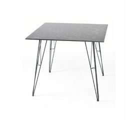 "Руссо" обеденный стол из HPL квадратный 90х90см, цвет "черный мрамор" | Интернет магазин мебели и декора LifeDekor