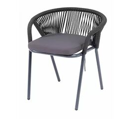 "Женева" стул плетеный из роупа, каркас алюминий темно-серый (RAL7024) шагрень, роуп темно-серый круглый, ткань темно-серая | Интернет магазин мебели и декора LifeDekor