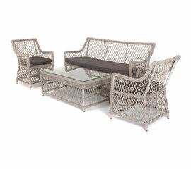 "Асти" лаунж-зона из искусственного ротанга на 4 персоны, цвет бежевый | Интернет магазин мебели и декора LifeDekor