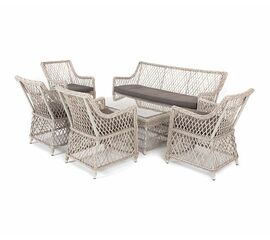 "Асти" лаунж-зона из искусственного ротанга на 6 персоны, цвет бежевый | Интернет магазин мебели и декора LifeDekor
