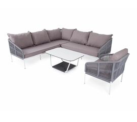 "Канны" модульная угловая лаунж-зона из роупа (веревки), цвет светло-серый | Интернет магазин мебели и декора LifeDekor