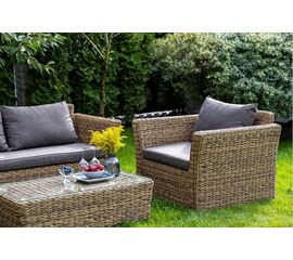 "Капучино" лаунж-зона из искусственного ротанга (гиацинт), цвет соломенный | Интернет магазин мебели и декора LifeDekor