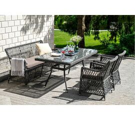 "Катания" обеденная группа плетеная на 4 персоны, цвет графит | Интернет магазин мебели и декора LifeDekor
