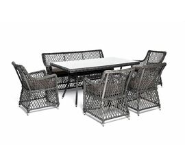 "Катания" обеденная группа плетеная на 6 персон, цвет графит | Интернет магазин мебели и декора LifeDekor