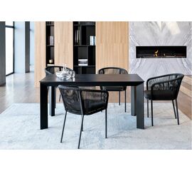 "Венето" обеденная группа на 4 персоны со стульями "Марсель", каркас темно-серый, роуп темно-серый | Интернет магазин мебели и декора LifeDekor