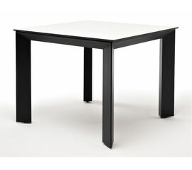 "Венето" обеденный стол из HPL 90х90см, цвет молочный, каркас черный | Интернет магазин мебели и декора LifeDekor