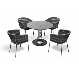 "Диего" обеденная группа на 4 персоны со стульями "Бордо" плетения колос, столешница "серый гранит" | Интернет магазин мебели и декора LifeDekor