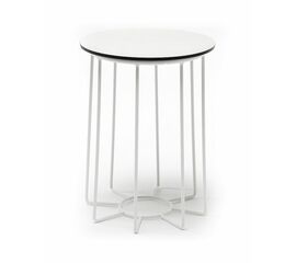 "Эквадор" журнальный стол из HPL круглый Ø40 H55, каркас из стали белый, цвет столешницы "молочный" | Интернет магазин мебели и декора LifeDekor